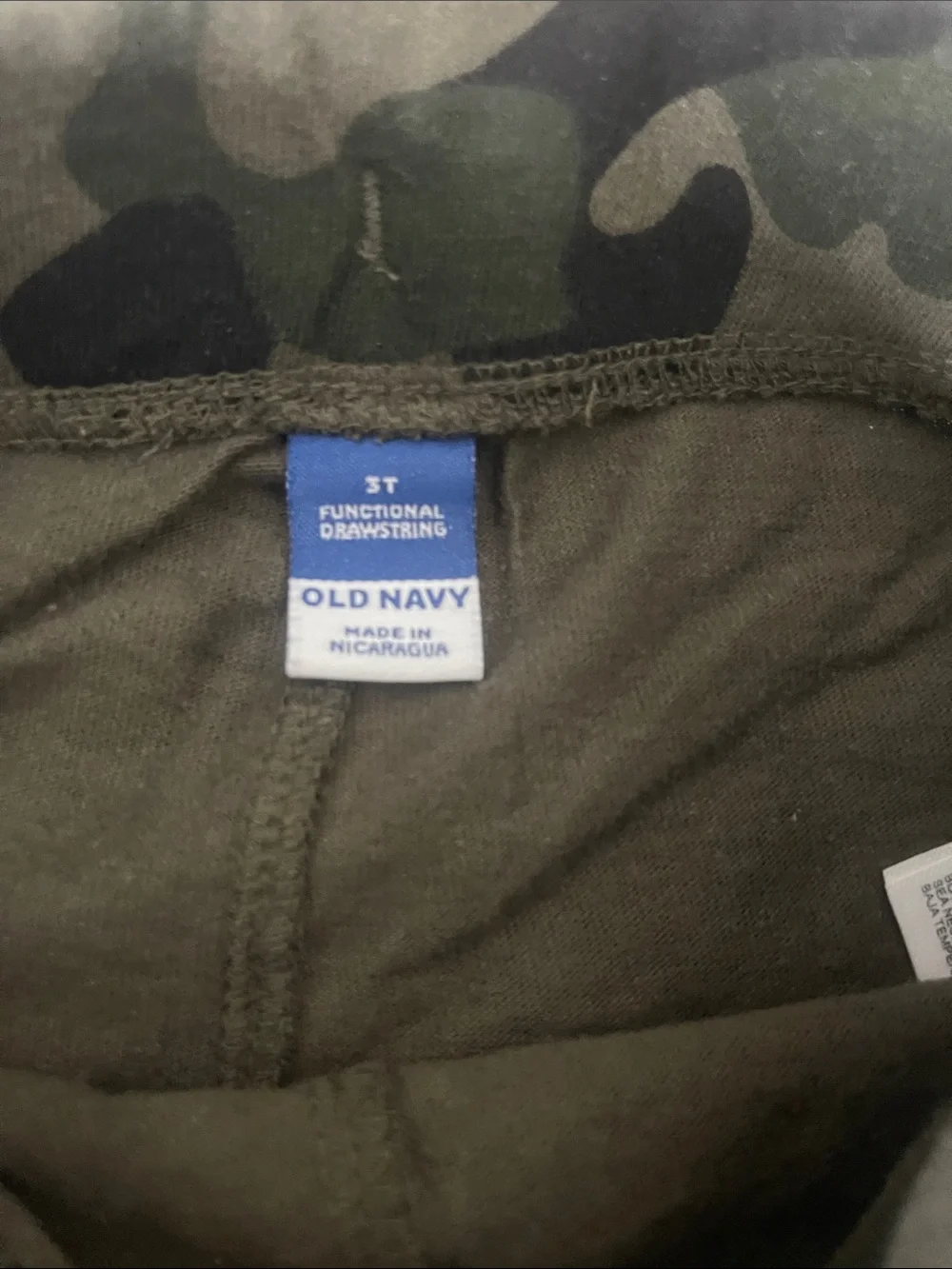 Old Navy Green & Black Camo Jogger Pants with White Drawstring